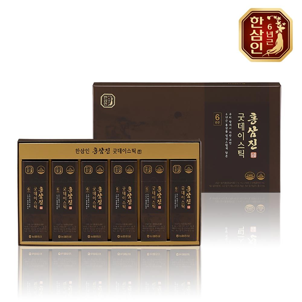 [NH NongHyup Hansamin] Red Ginseng Good Day Stick 10ml × 60 Pouches _ 2 Month Supply of 100% Korean 6-Year-Old Red Ginseng Health Supplement _ Made in Korea